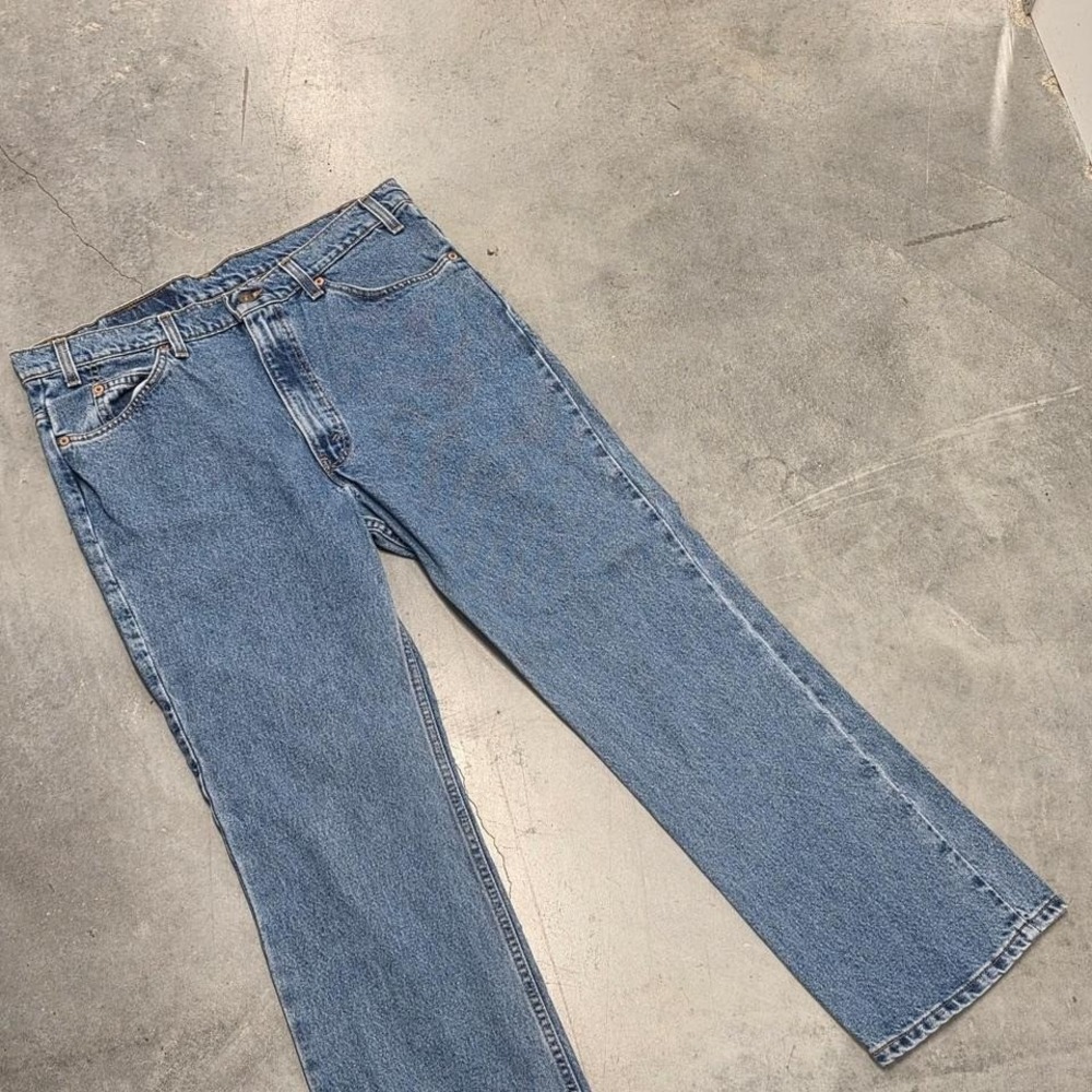 Vintage 90s 80s Levi's 517 Bootcut Orange Tab blue denim jeans Size 38"30